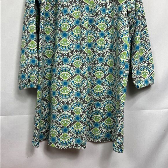 Hanna Andersson Blue and Green floral print long sleeve cotton dress size 8(130) - Picture 6 of 12